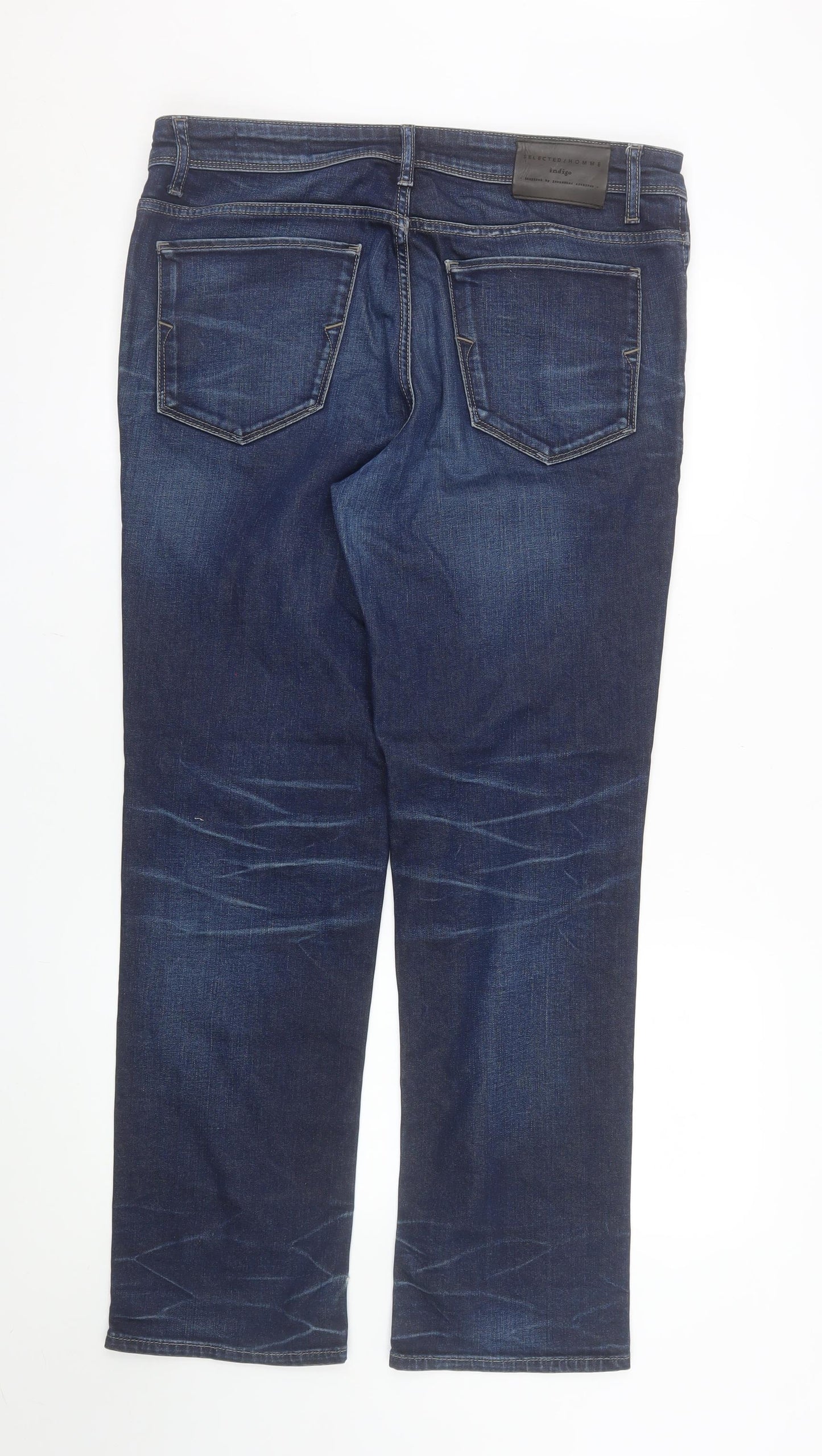 SELECTED Men's Blue Straight Fit Stretch Denim Jeans 34W 32L