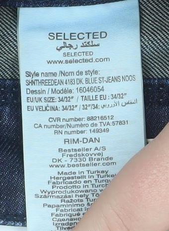 SELECTED Men's Blue Straight Fit Stretch Denim Jeans 34W 32L