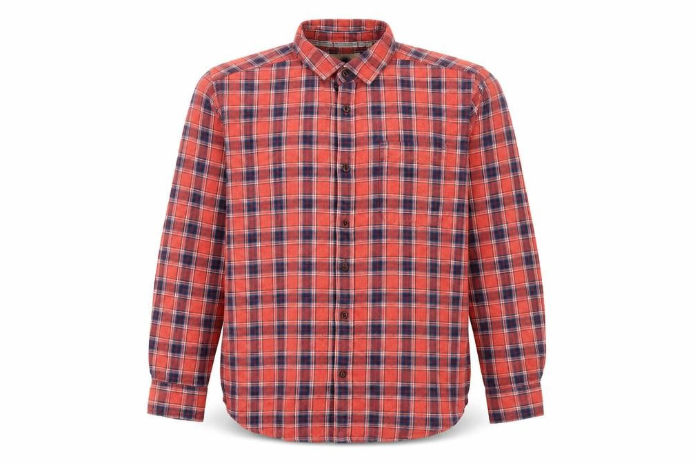 Mantaray Men's Red Check Flannel Button-Up Shirt Size L Long Sleeve