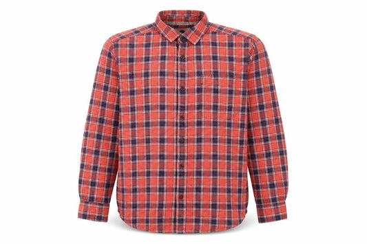 Mantaray Men's Red Check Flannel Button-Up Shirt Size L Long Sleeve