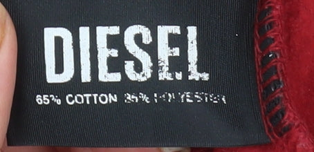 Diesel Men's Red Pullover Hoodie XS Logo Cotton Blend