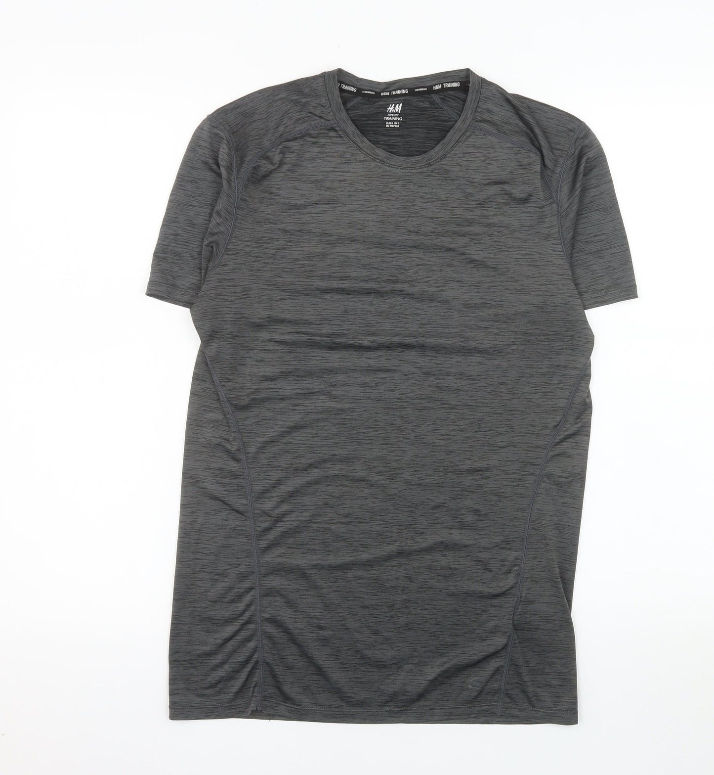 H&M Men Grey Short Sleeve Training T-Shirt Size S Slim Fit