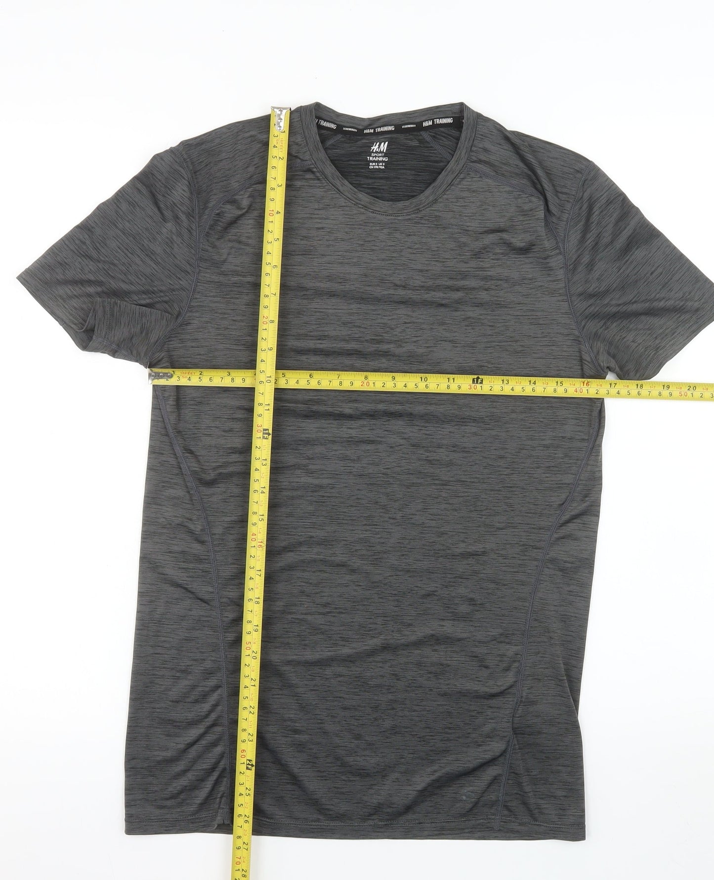 H&M Men Grey Short Sleeve Training T-Shirt Size S Slim Fit