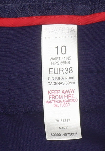 Savida Women's Blue Dress Pants Size 10 Straight Leg Cotton Blend
