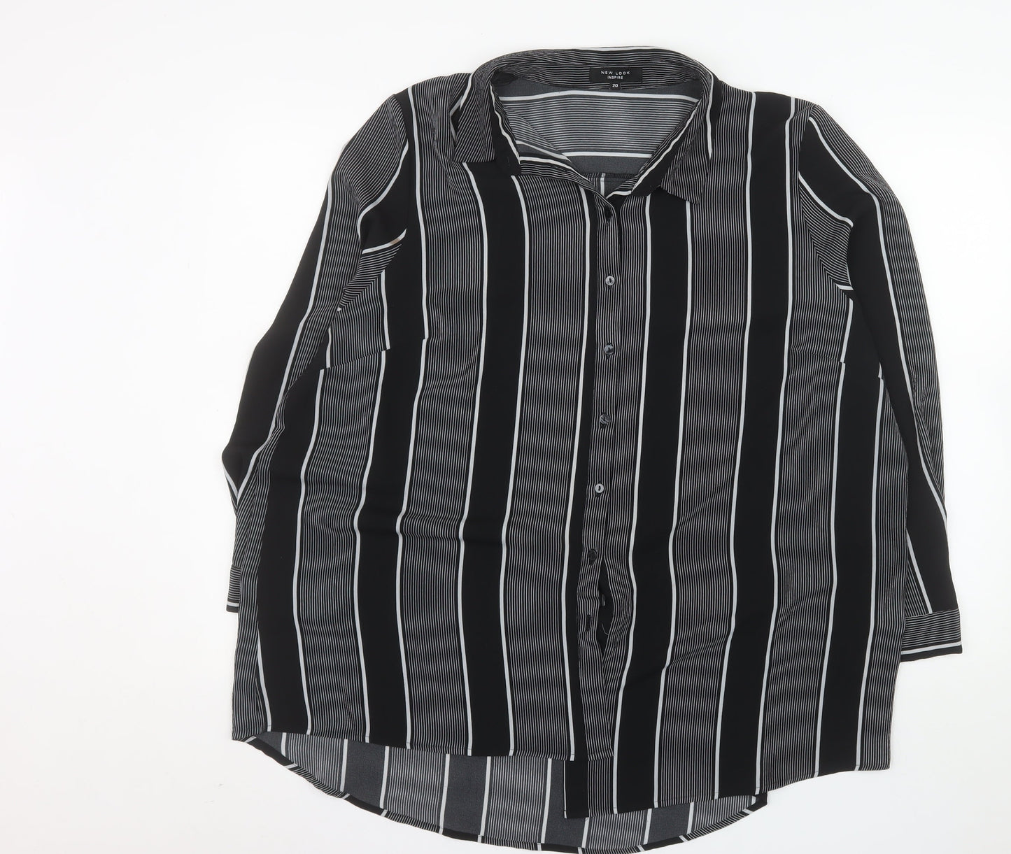 New Look Inspire Women's Black Striped Button-Up Blouse Size 20