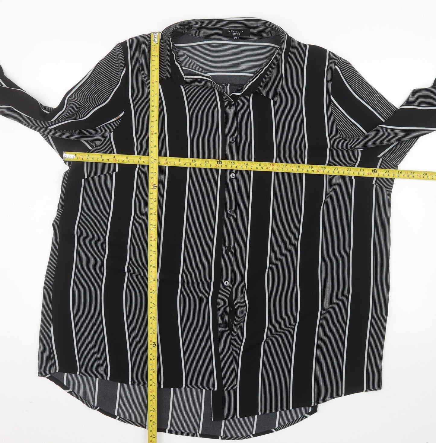 New Look Inspire Women's Black Striped Button-Up Blouse Size 20