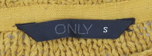 ONLY Women Yellow Chunky-Knit Pullover Jumper Size S
