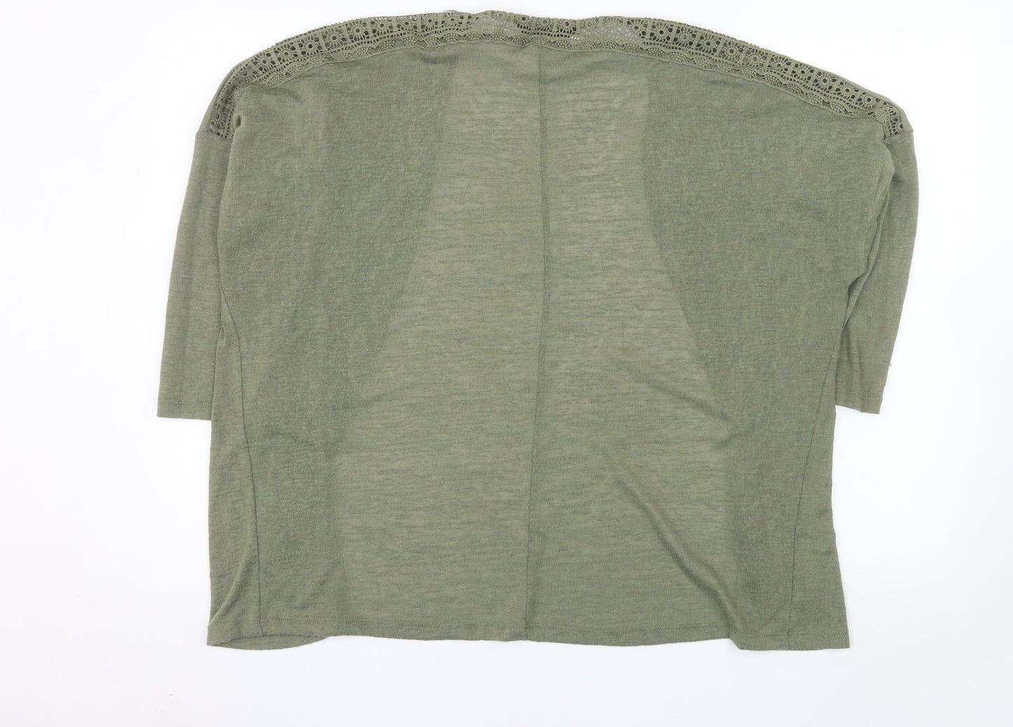 Dunnes Womens Green Crochet Open Knit Cardigan L Relaxed Fit