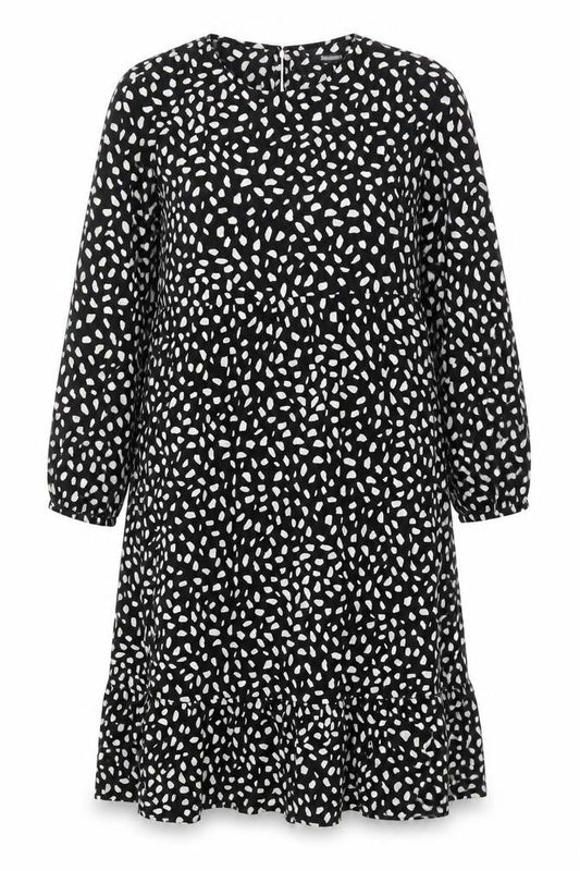 Missguided Women Black Animal Print Midi A-Line Dress Size 14