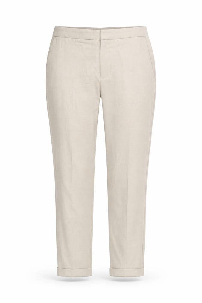 Zara Women Beige Cropped Slim Trousers Size 12