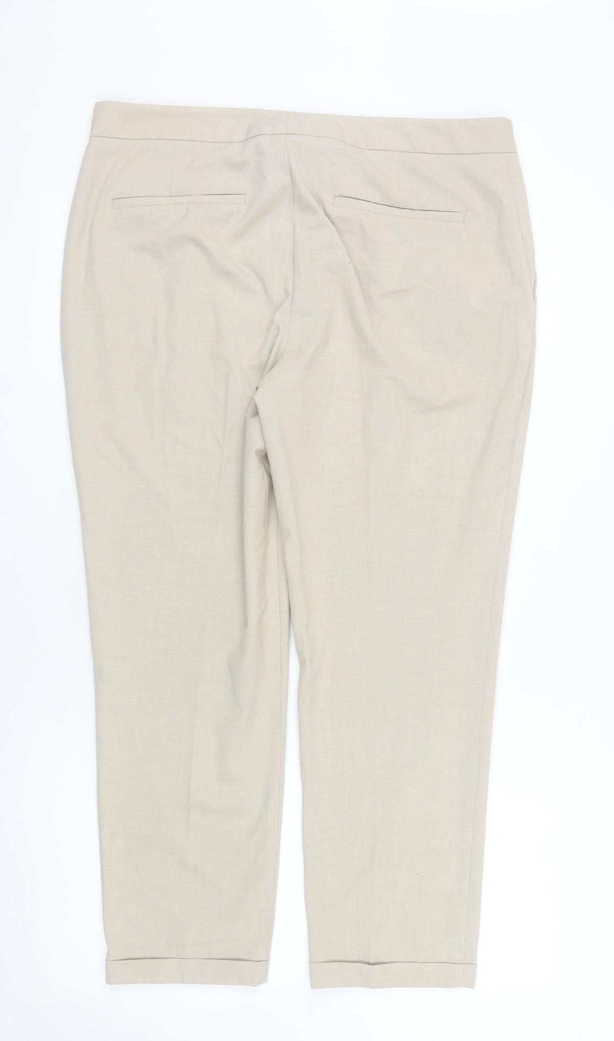 Zara Women Beige Cropped Slim Trousers Size 12