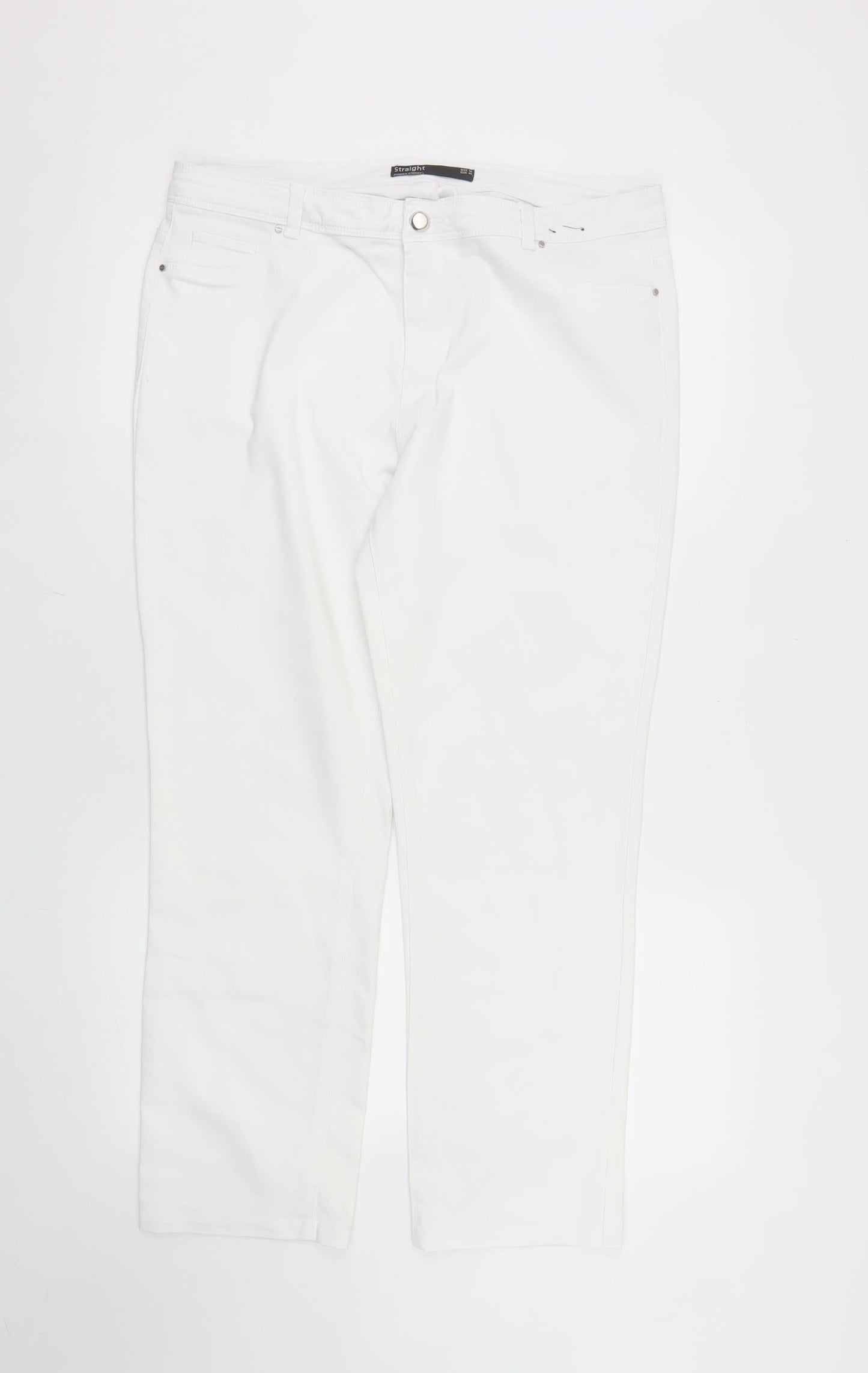 Dunnes Stores Womens White Straight Jeans Size 16 Regular Fit