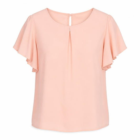 ZAPARA Women Pink Chiffon Short Sleeve Blouse Size 14