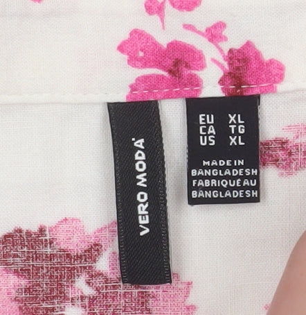 Vero Moda Women's Multicoloured Floral Linen Blouse XL