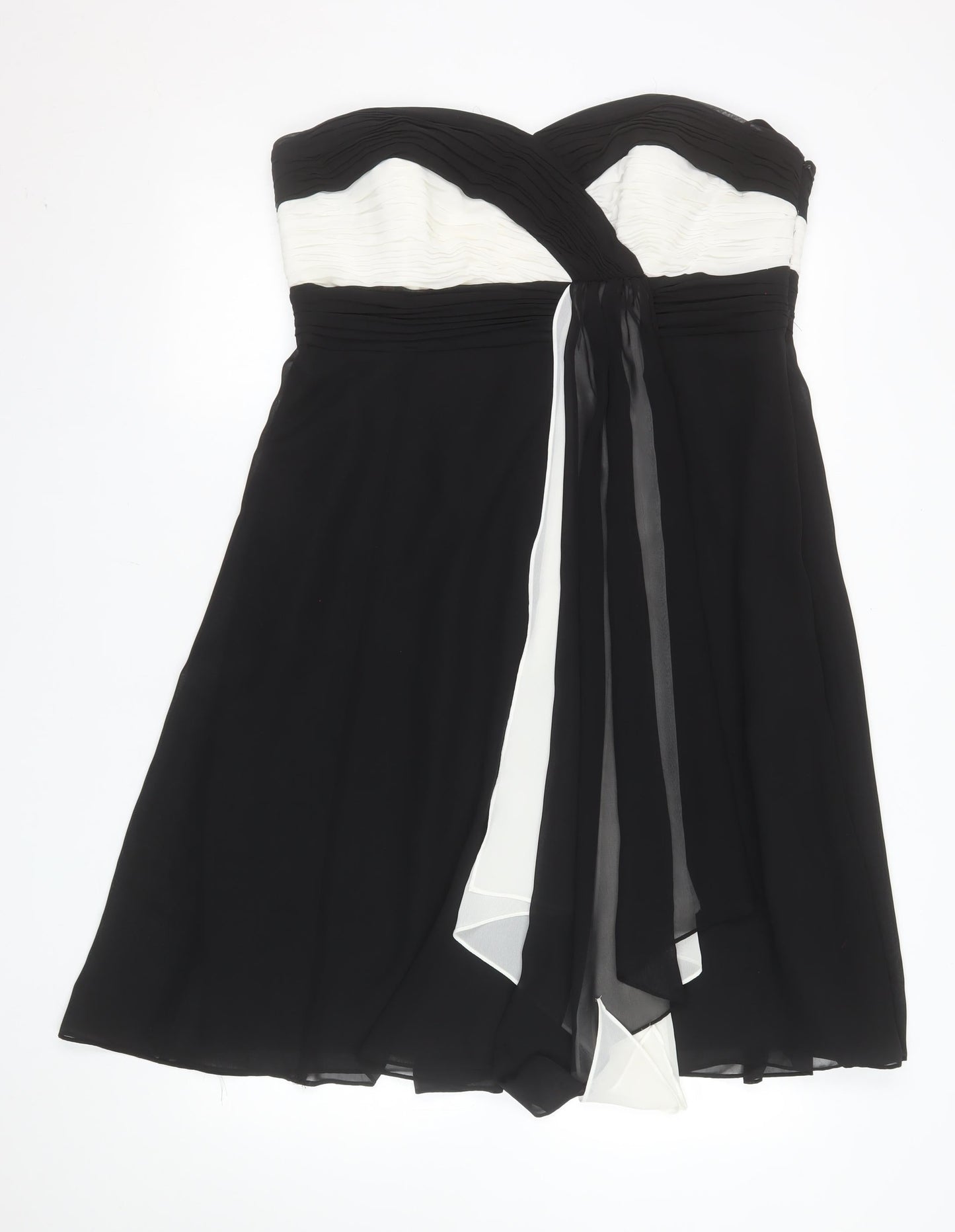 Début Women’s Black Strapless Chiffon Ruched Knee Length Dress Size 16