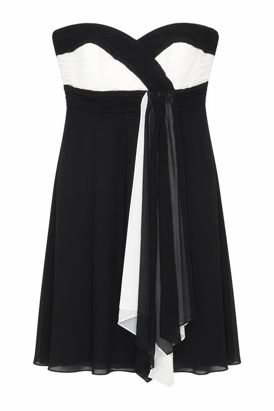 Début Women’s Black Strapless Chiffon Ruched Knee Length Dress Size 16
