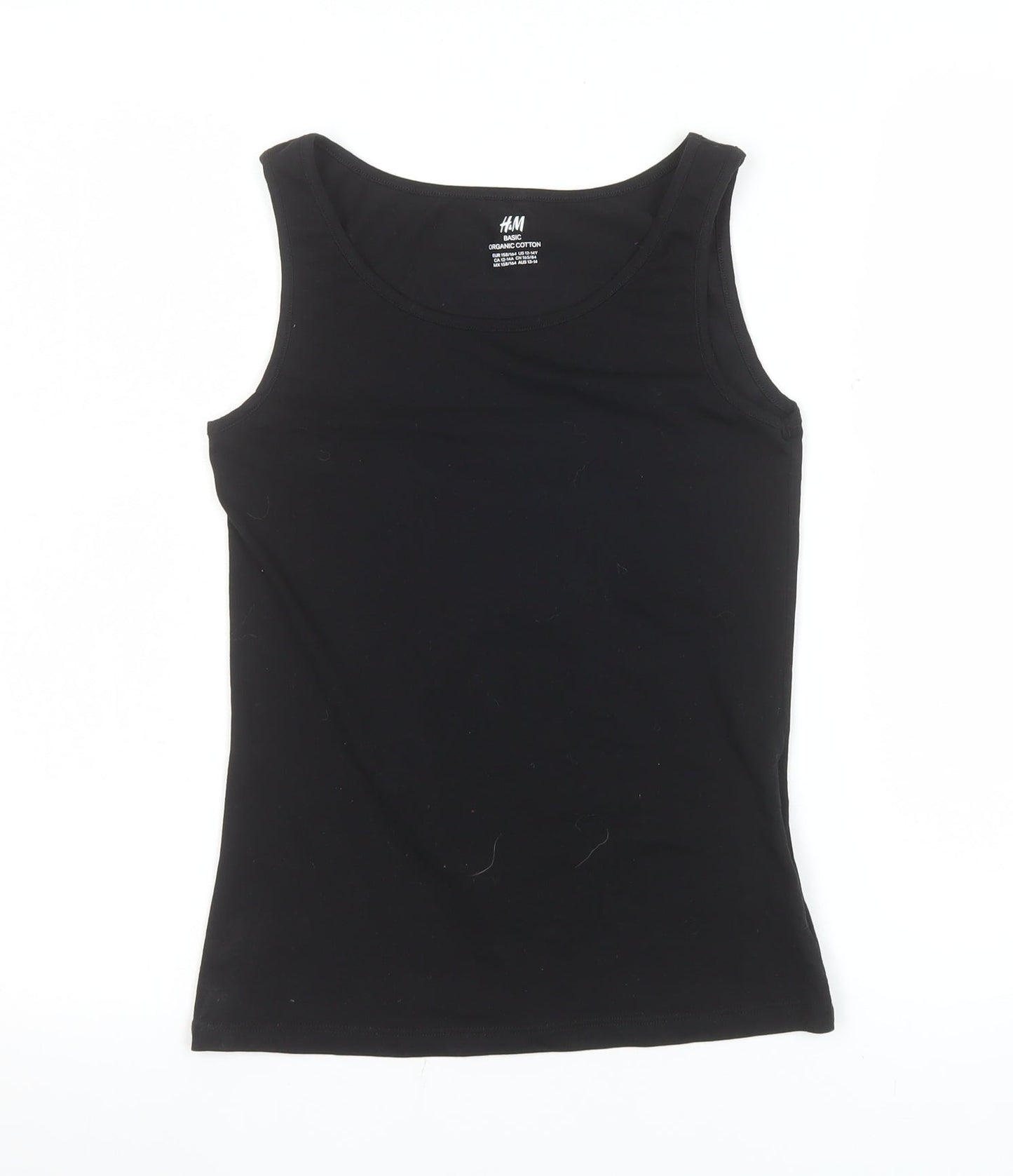 H&M Girls Black Organic Cotton Tank Top Size 14 Years Basic Sleeveless