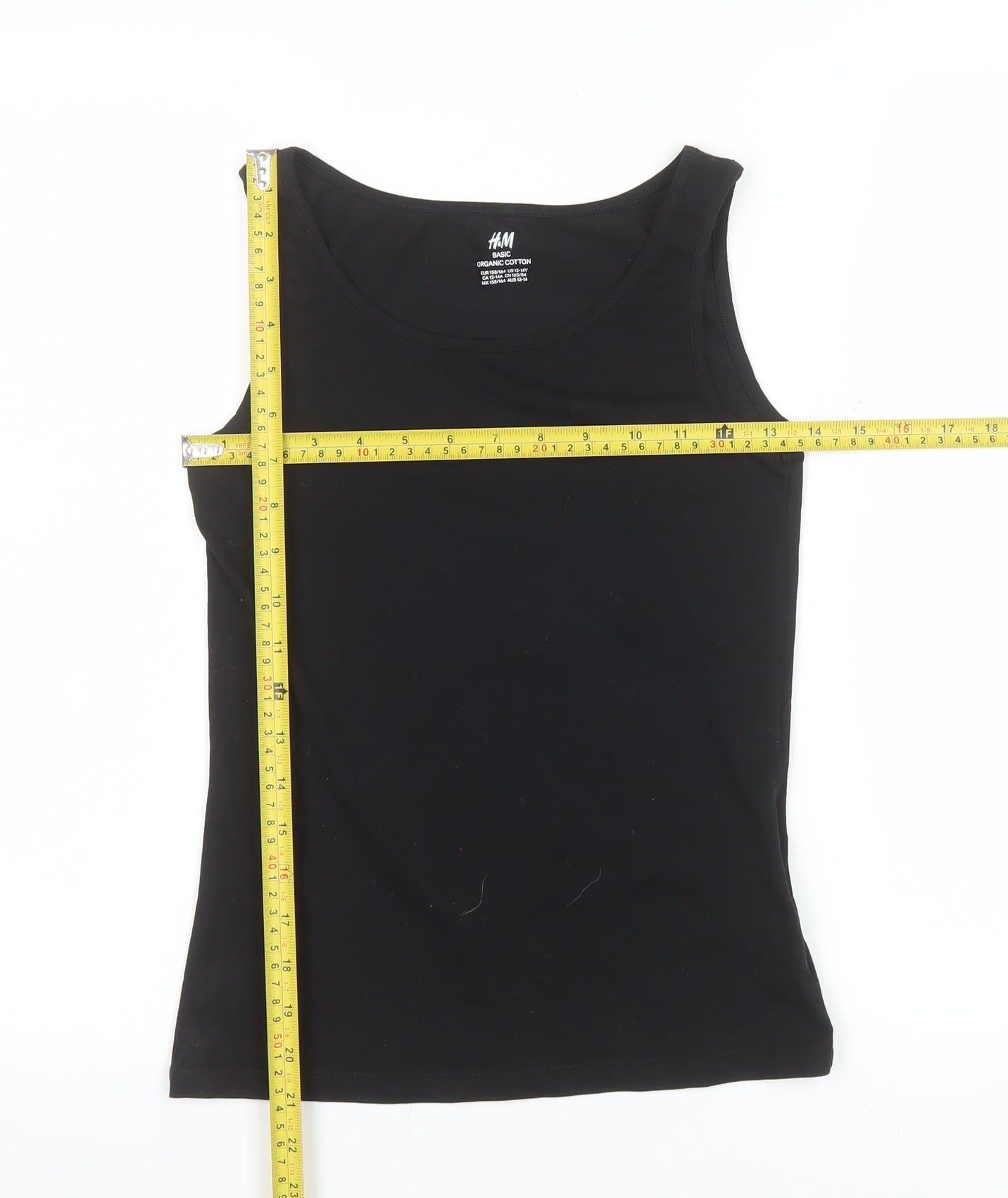 H&M Girls Black Organic Cotton Tank Top Size 14 Years Basic Sleeveless