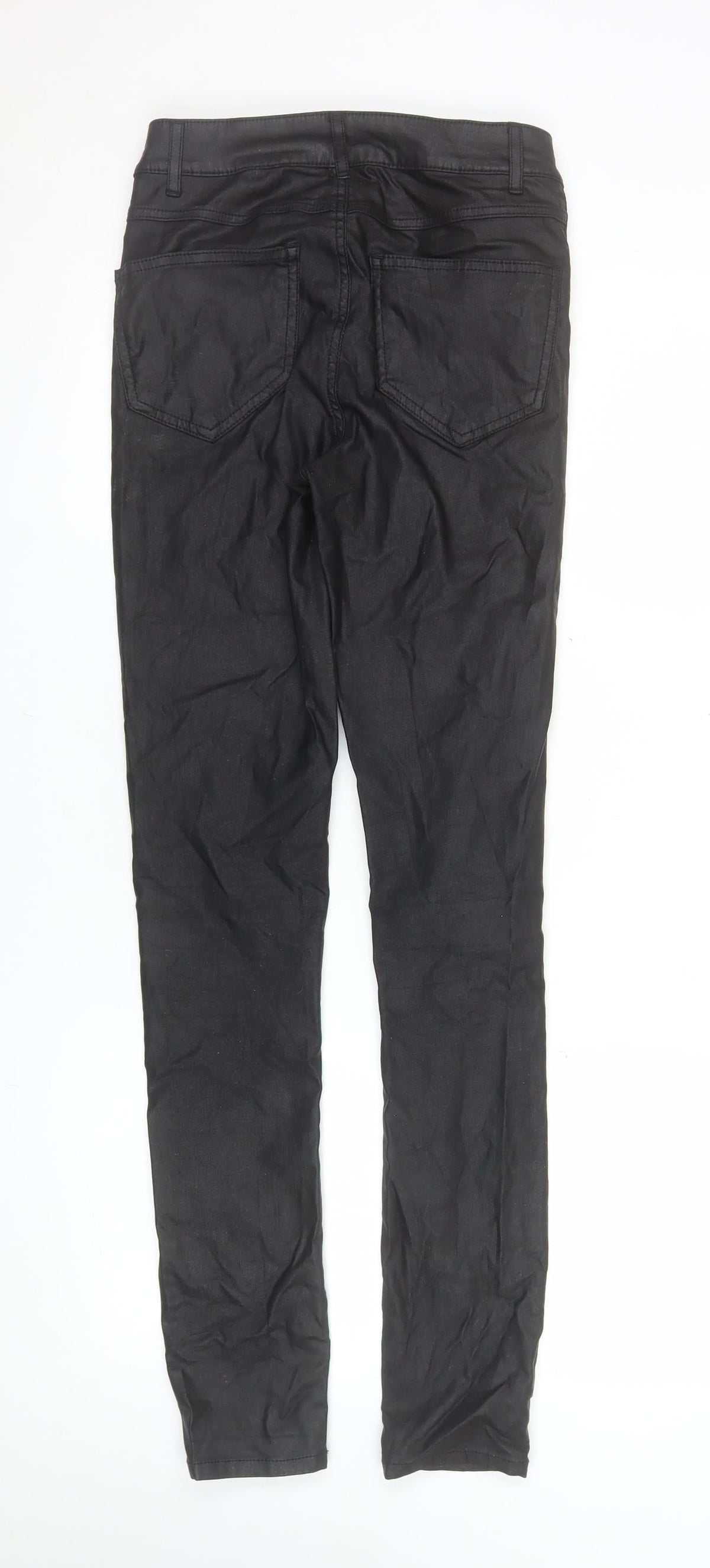 VILA Women's Black Skinny Faux Leather Look Stretch Trousers S