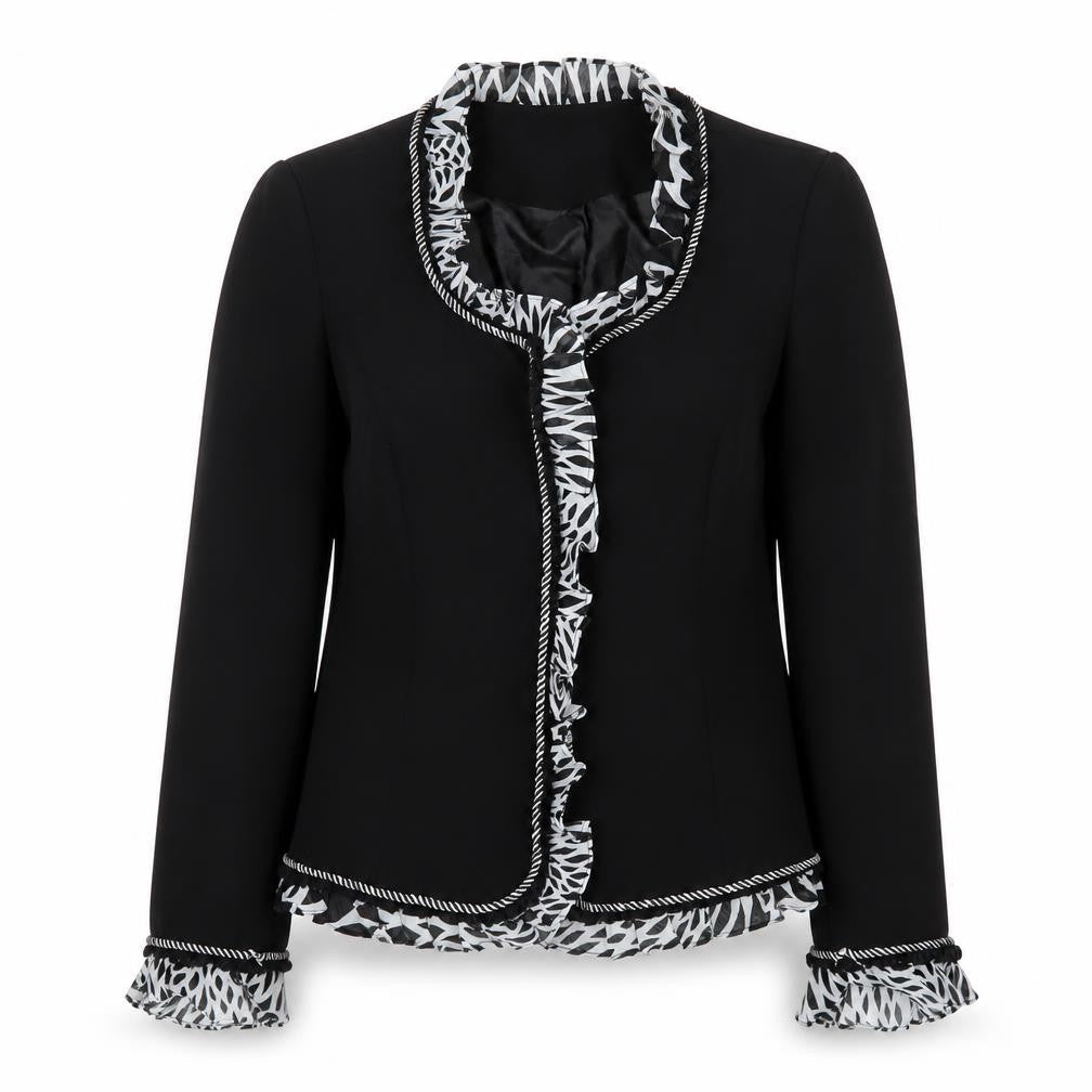 Sable Women Black Size 14 Ruffle Trim Blazer Jacket Elegant Workwear