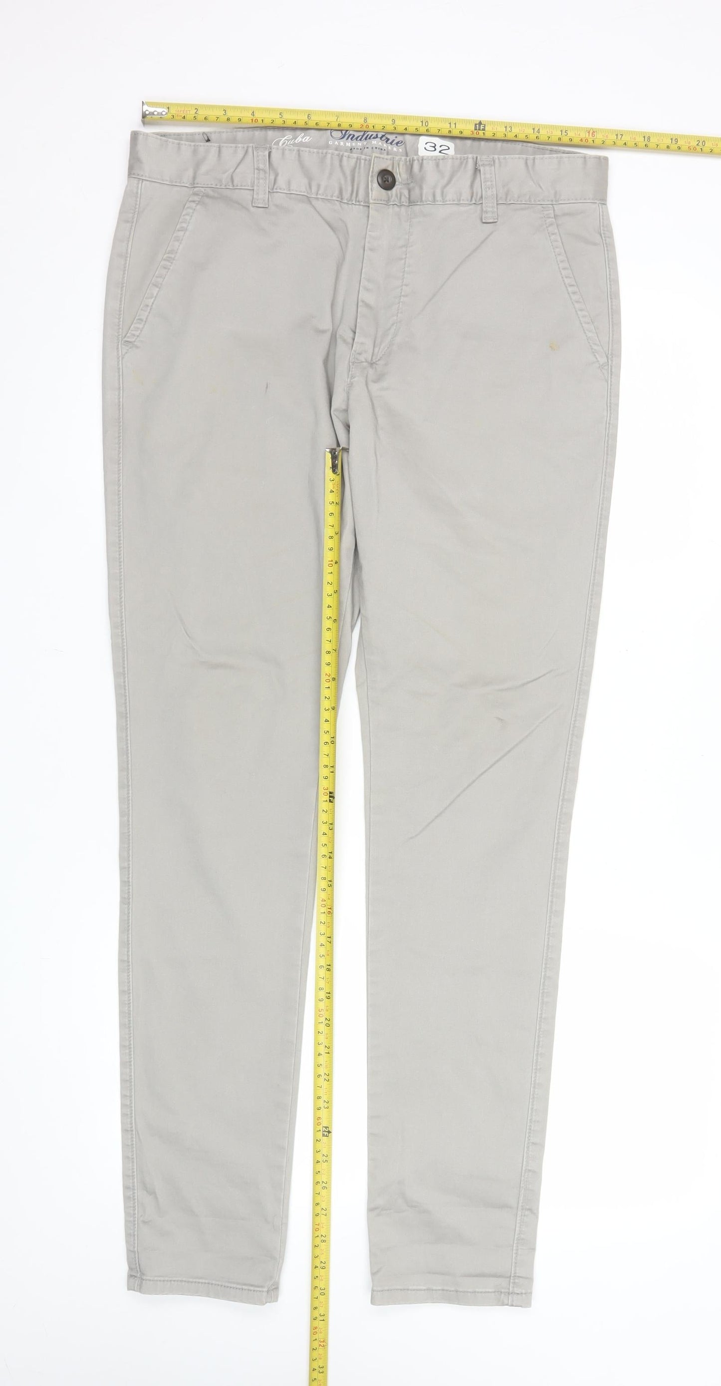 Industrie Men Beige Slim Fit Chino Trousers Size 32