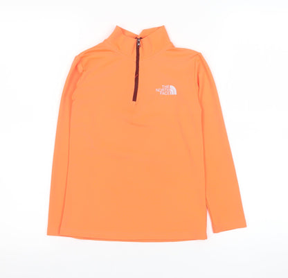 Additional front view of The North Face boys’ orange 10 years 1/4 zip performance sweatshirt