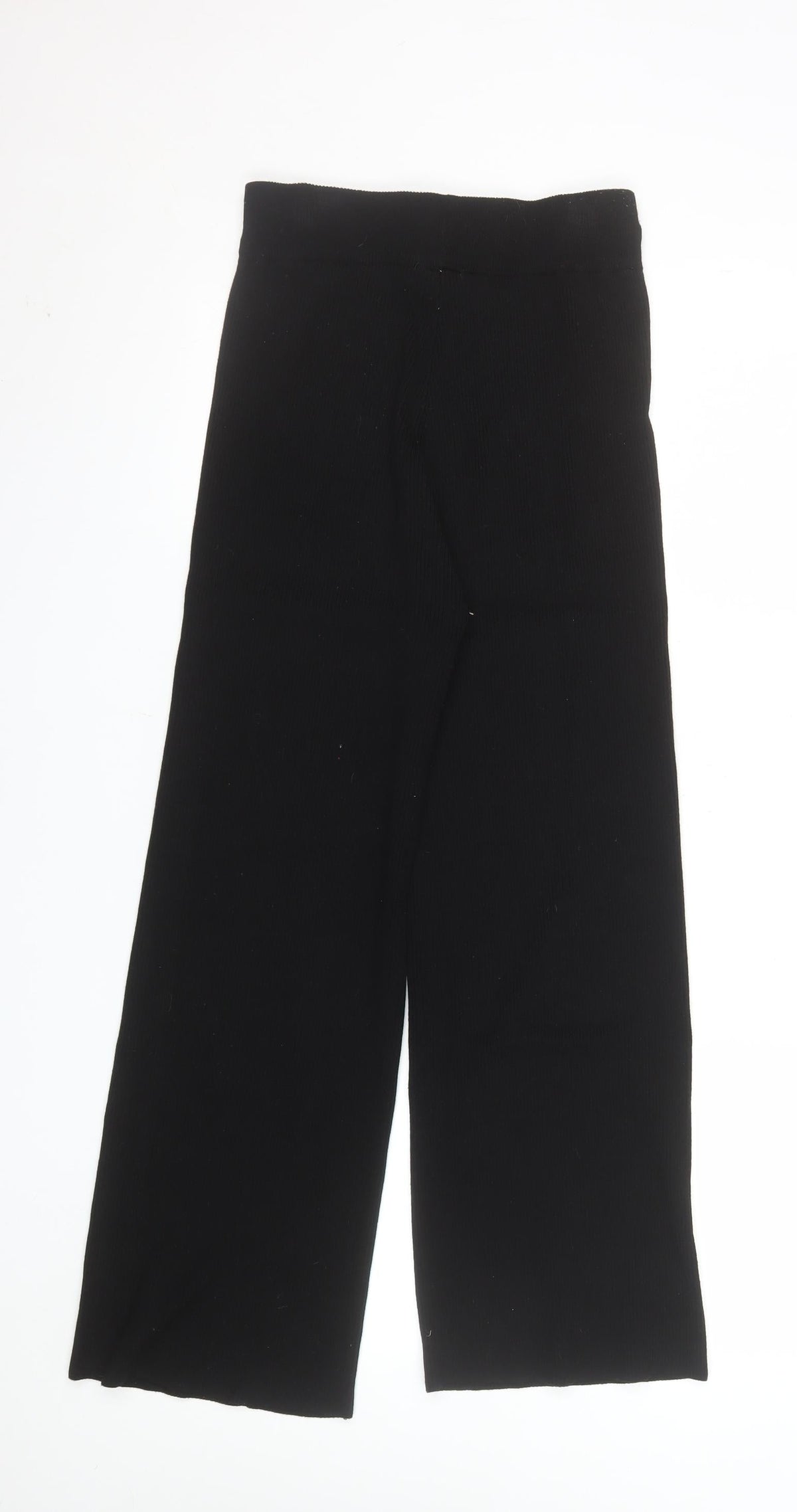 Stradivarius Women's Black Wide-Leg Knit Trousers Size S