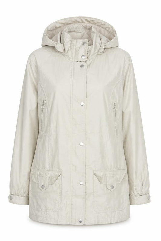 Finesse Women’s Beige Hooded Anorak Jacket Size 10 Water Resistant