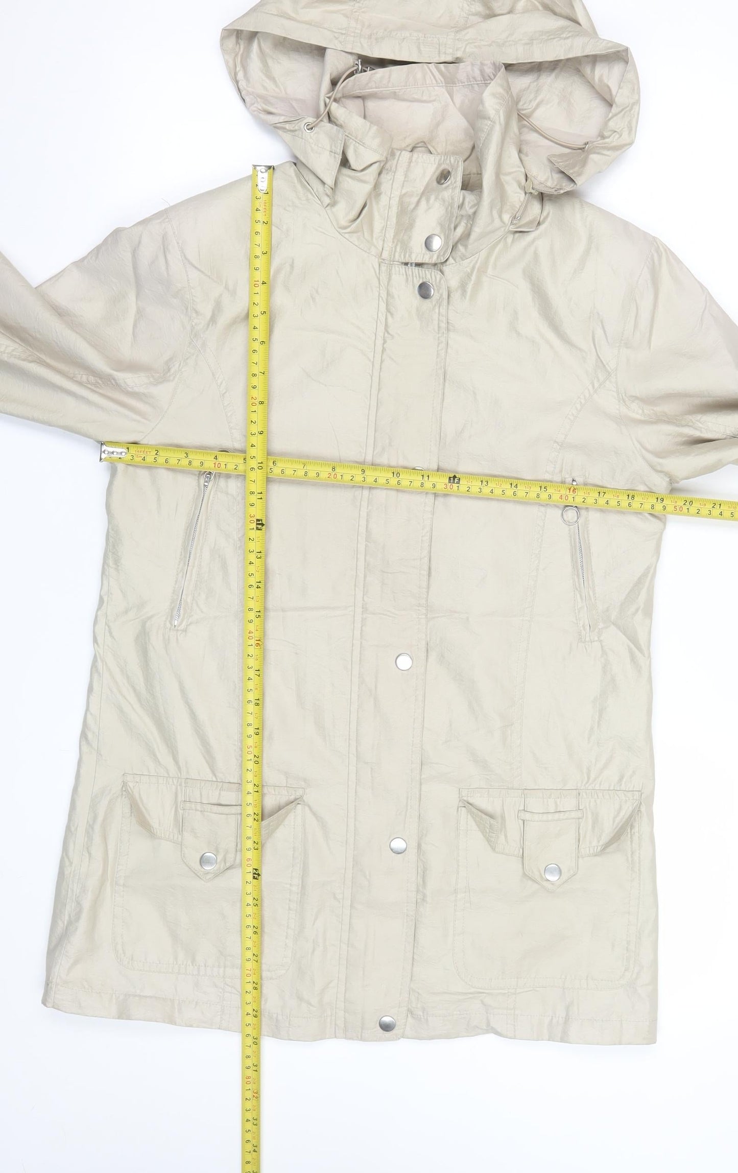 Finesse Women’s Beige Hooded Anorak Jacket Size 10 Water Resistant