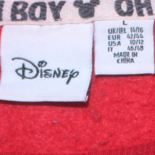 Disney Women Red Mickey Mouse Pullover Sweatshirt Size L 14/16