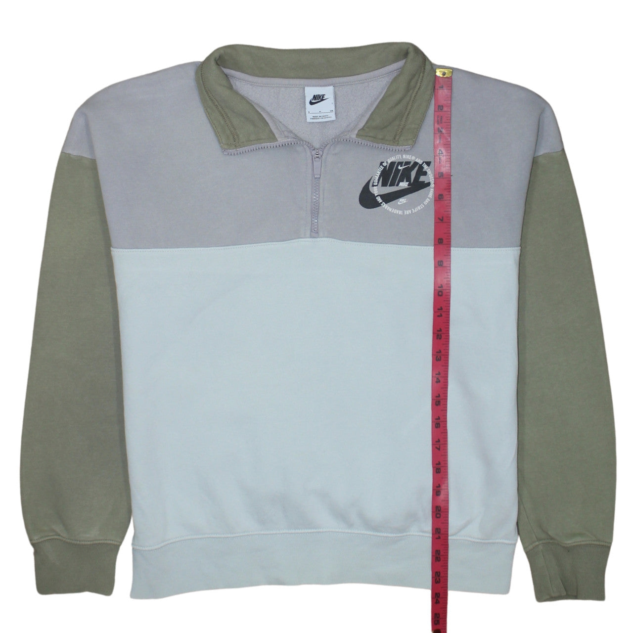 Nike Women’s Grey & Khaki 1/4 Zip Logo Sweatshirt Size S