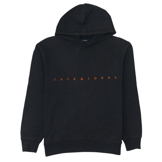 Jack & Jones Men's Black Pullover Hoodie L Classic Logo Fleece