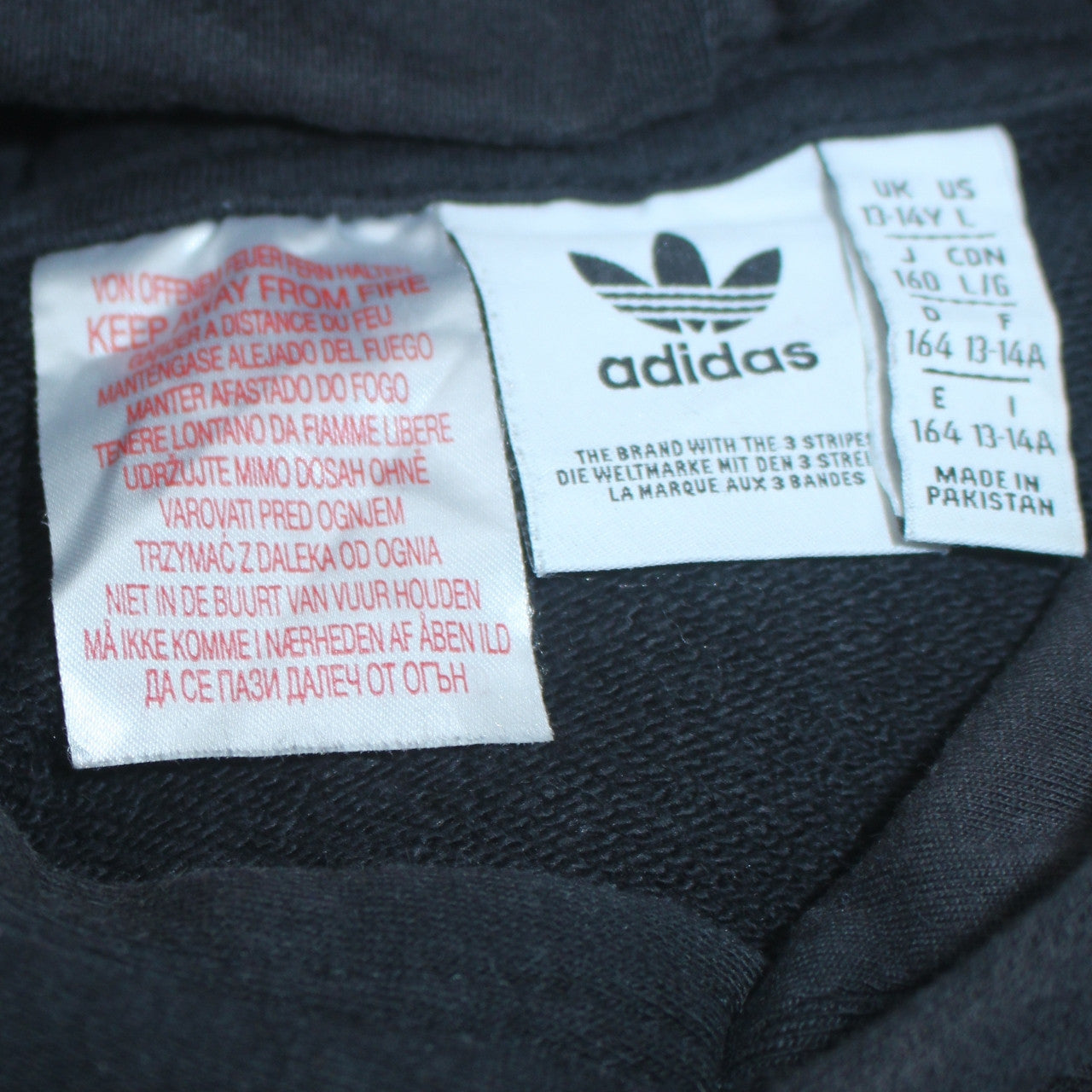 Adidas Boys Black Pullover Hoodie 13-14 Years Regular Fit Fleece Sweatshirt