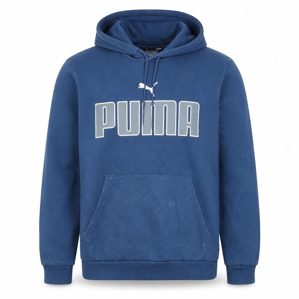 Puma Men's Blue XL Pullover Hoodie with Logo Graphic Print