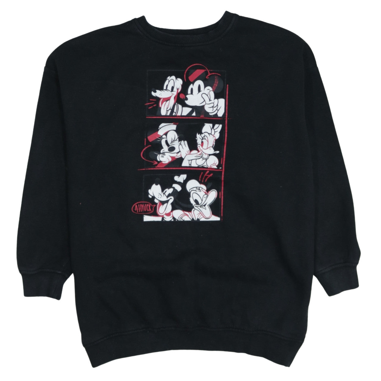 Disney Womens Black XS Pullover Sweatshirt Mickey & Friends Graphic Print