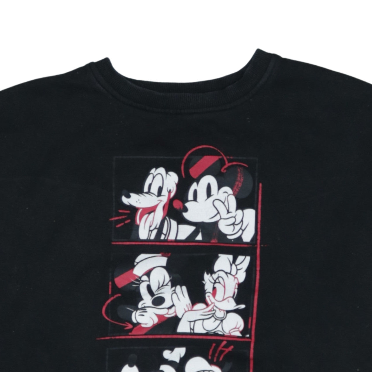 Disney Womens Black XS Pullover Sweatshirt Mickey & Friends Graphic Print