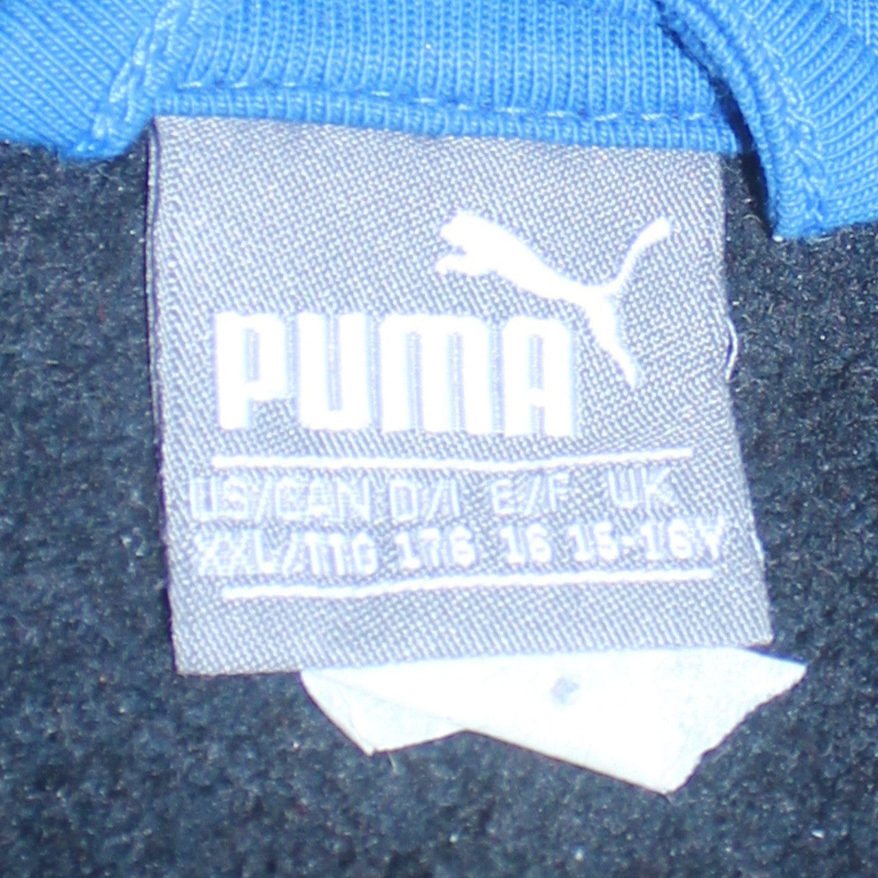 Puma Boys Black Full Zip Hoodie 15-16 Years Graphic Logo Fleece
