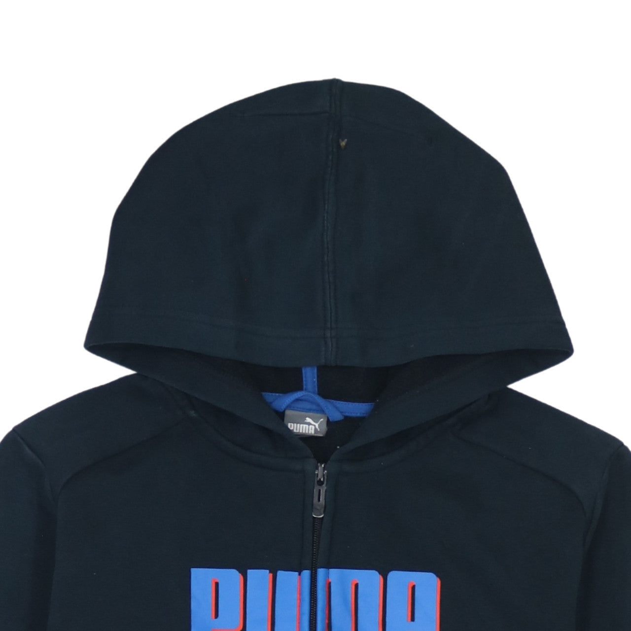 Puma Boys Black Full Zip Hoodie 15-16 Years Graphic Logo Fleece
