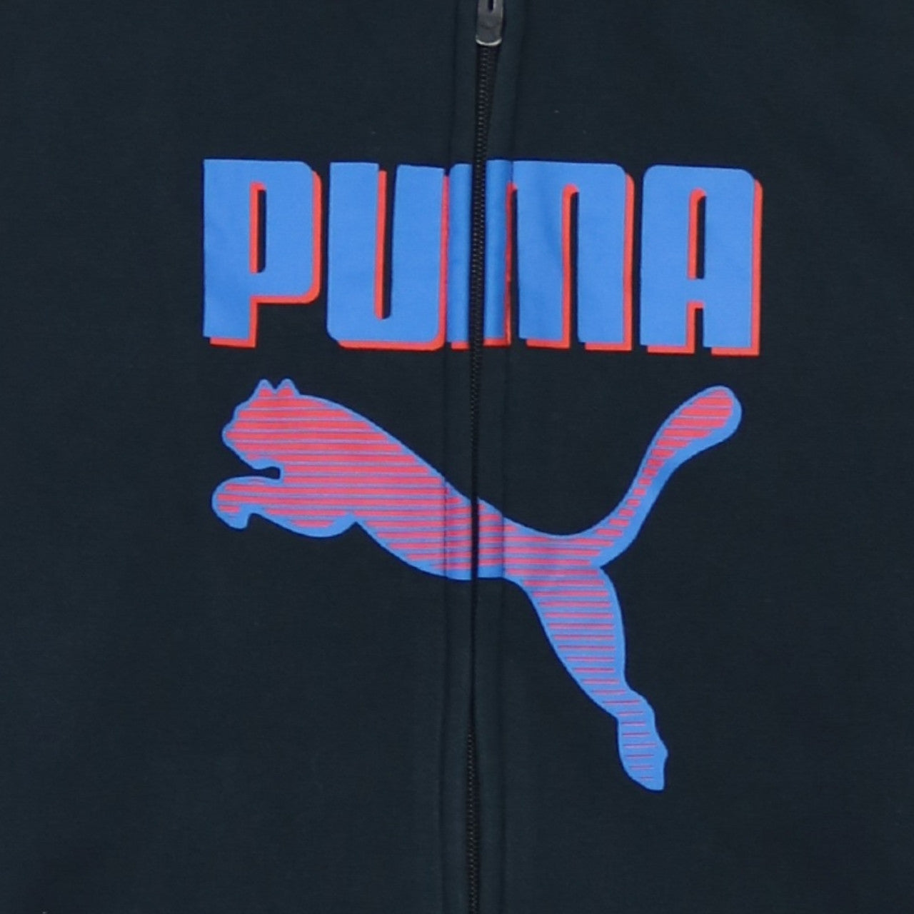 Puma Boys Black Full Zip Hoodie 15-16 Years Graphic Logo Fleece