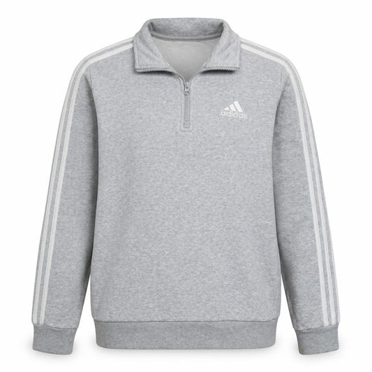 Adidas Women Grey 1/4 Zip Sweatshirt Medium Classic Logo Pullover