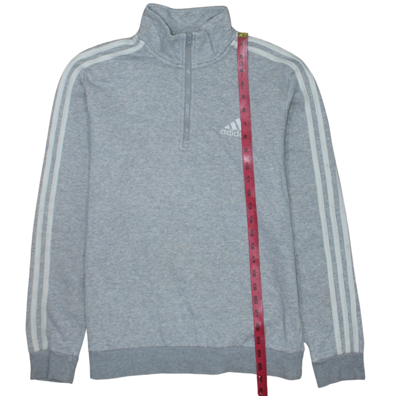 Adidas Women Grey 1/4 Zip Sweatshirt Medium Classic Logo Pullover