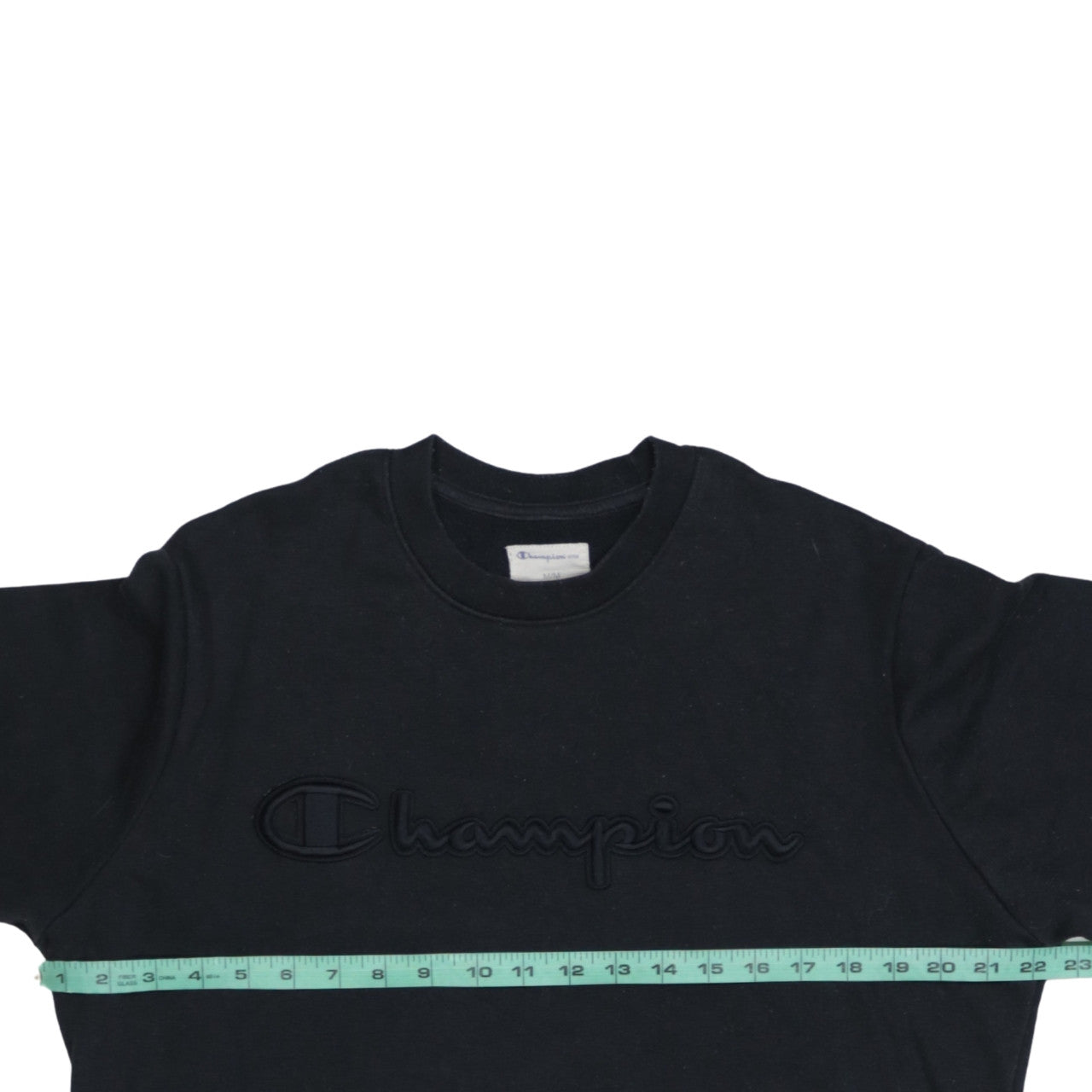 Champion Men's Black Crew Neck Embroidered Logo Sweatshirt M