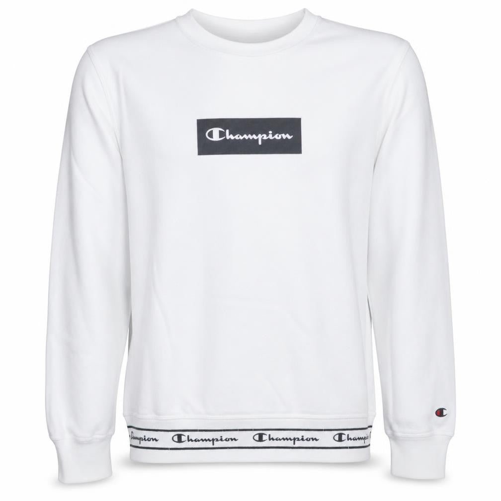Champion Mens White Crew Neck Sweatshirt Large Cotton Blend Logo Style