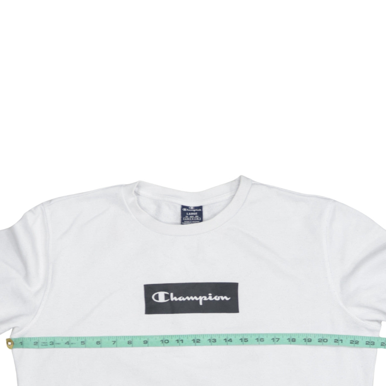 Champion Mens White Crew Neck Sweatshirt Large Cotton Blend Logo Style