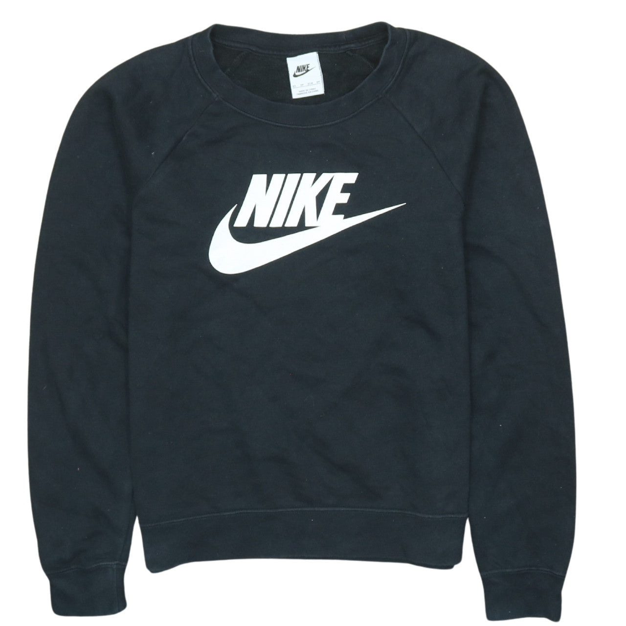Nike Womens Black XS Pullover Sweatshirt Crew Neck Logo Print