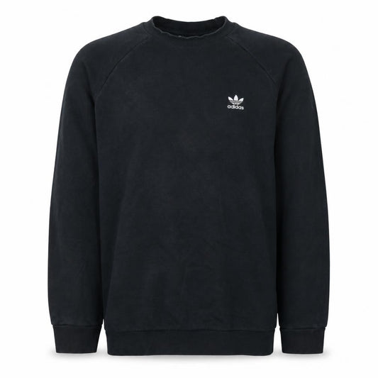 Adidas Mens Black Crew Neck Fleece Sweatshirt L Regular Fit