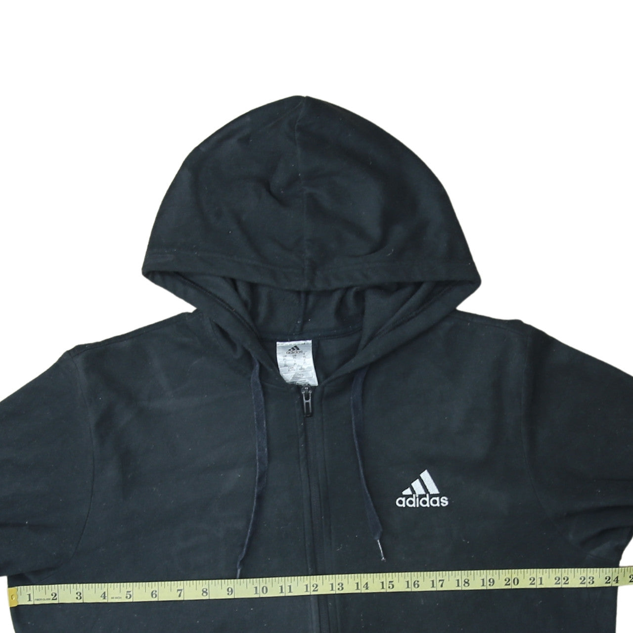 Adidas Men's Black XL Full Zip Hoodie with Logo and Pockets