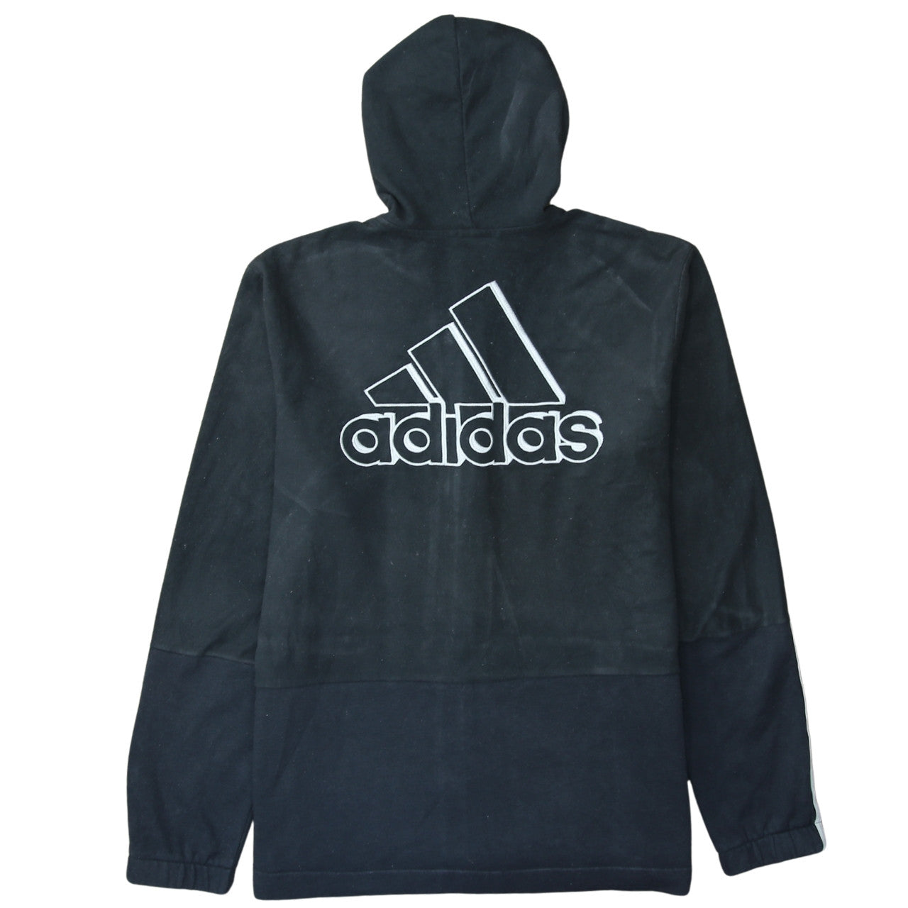 Adidas Men's Black XL Full Zip Hoodie with Logo and Pockets