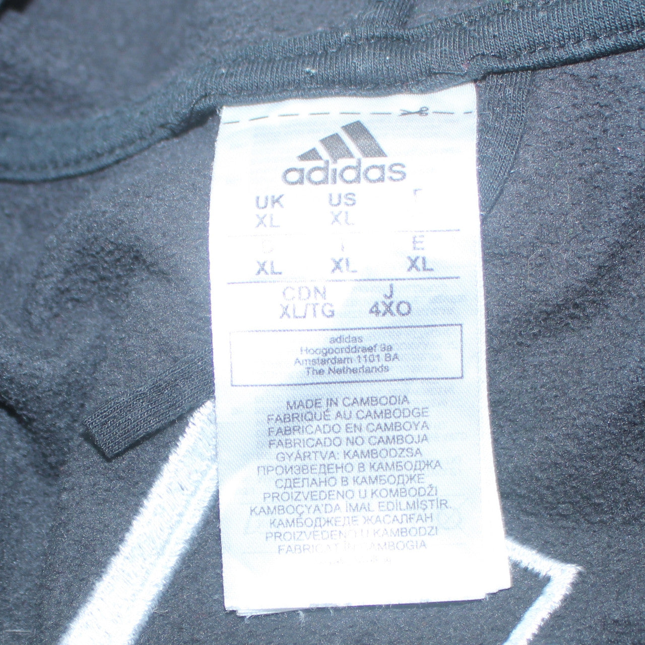 Adidas Men's Black XL Full Zip Hoodie with Logo and Pockets