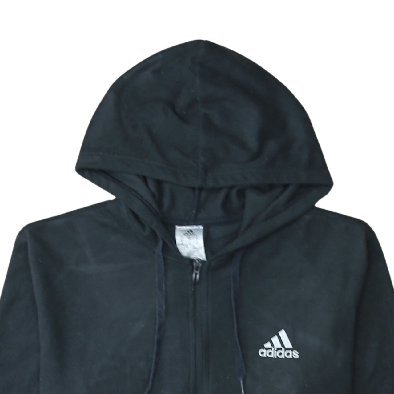 Adidas Men's Black XL Full Zip Hoodie with Logo and Pockets